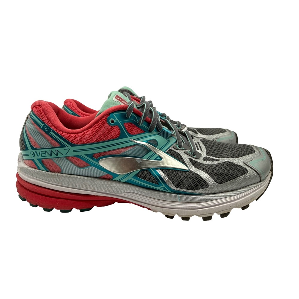 Brooks Ravenna 7 Running Shoes Womens 10 Grey Teal Pink Good Stability Sneakers